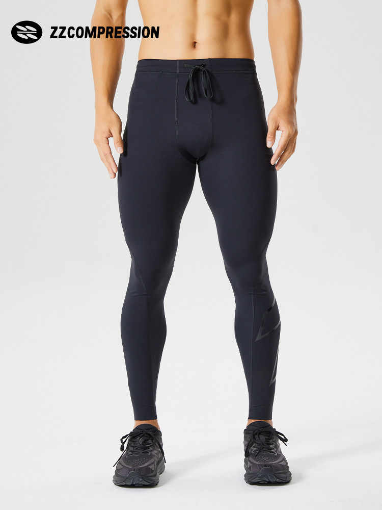 ZZCOMPRESSION Compression Series Men's Mid Waist Moisture-wicking Compression Trousers Tight Professional Running Pressure Pants