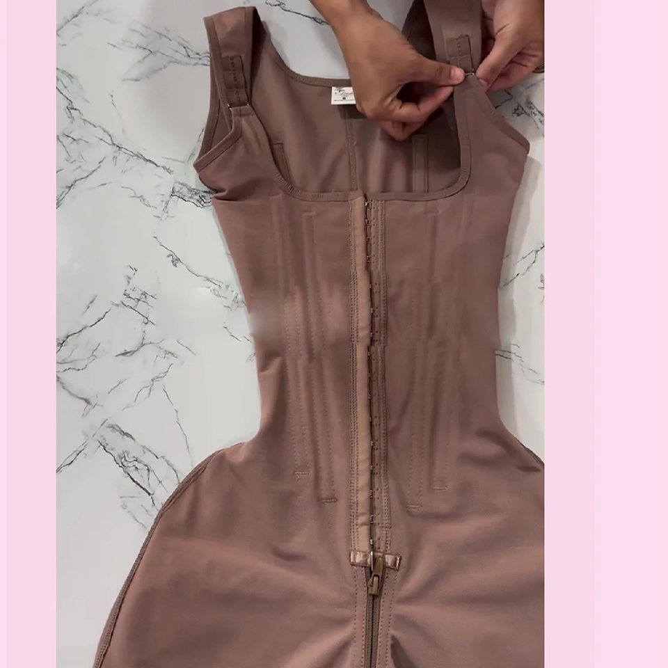 Colombian Firm Body Shaping Bodysuit for Women Post-Surgery Anti-Bacterial Nylon/Polyamide Butt Lifter Slimming Sheath