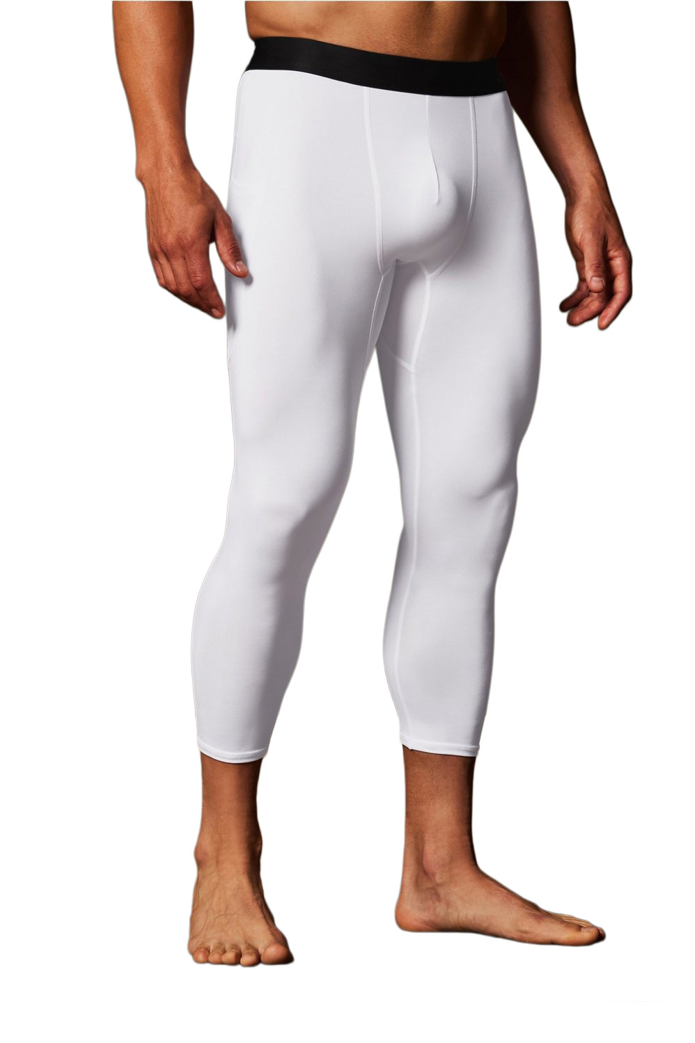 Men's Sport Compression Pants Tights 7/8 Sweat Wicking Anti Chafe Four Way Stretch with Side Pocket for OEM ODM