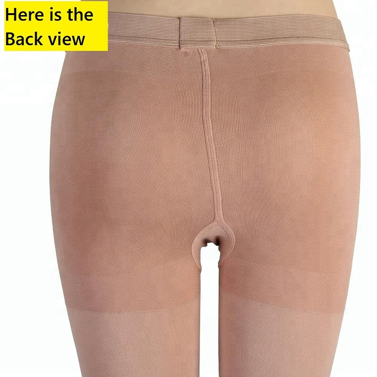 Class II 23-32mmhg Nude Black Solid Slim Control Footless Leggins Pants High Waist Nylon Compression Leggings for Women