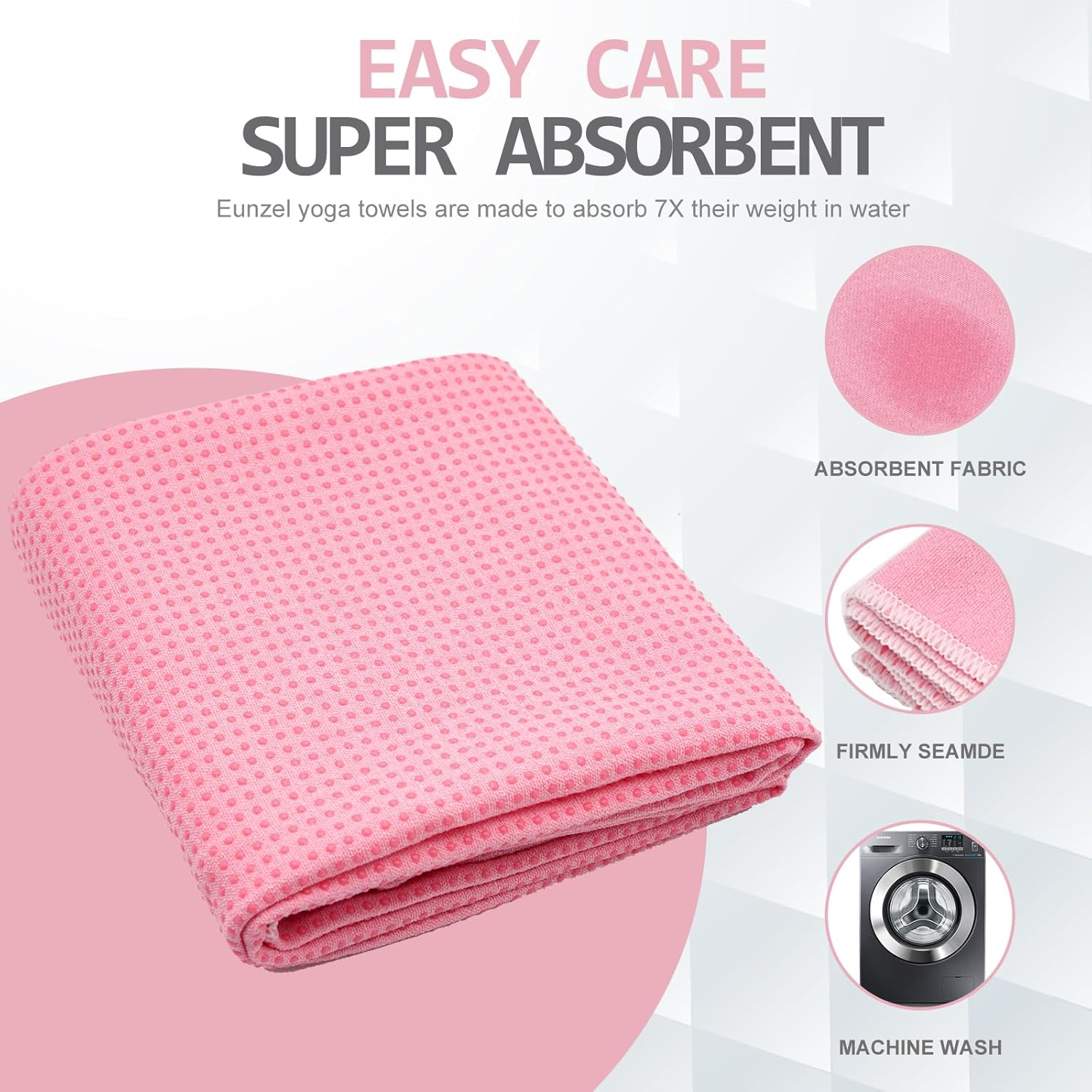 Microfiber Hot Yoga Towel With Non-Slip Grip Dots - Ultra Absorbent &amp; Quick Dry Yoga Mat Towel For Hot Yoga, Pilates, Gym Travel