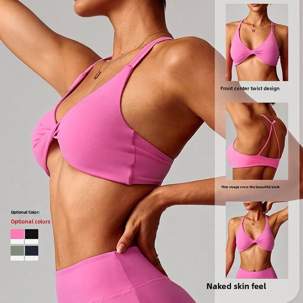 Naked Yoga Suit Women's Active High Support Quick-drying Spandex/Nylon Solid Sports Bra Outdoor Running Beauty Back Fitness