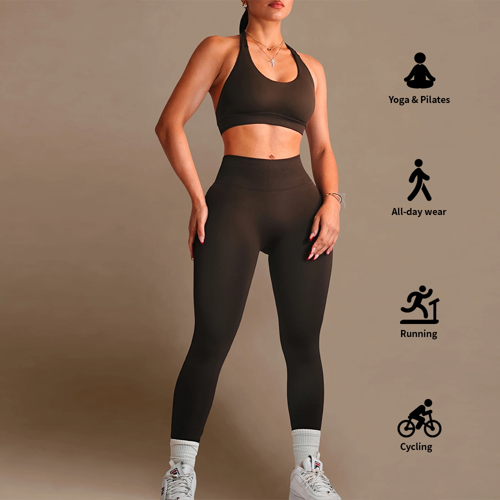 New Female Gym Sports Clothes Sets Fitness High Waisted 2 Piece Yoga Active Wear for Women