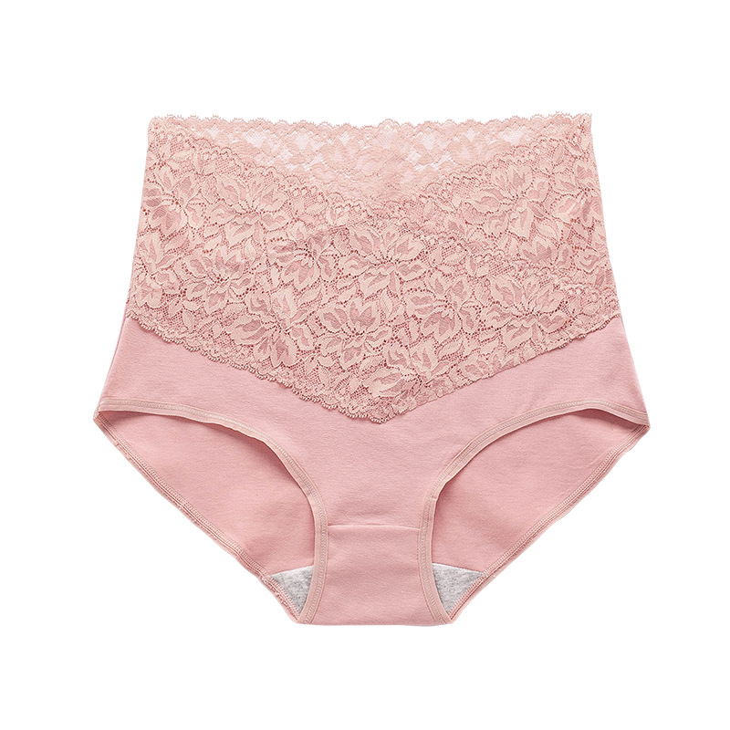 Private Label High Waisted Tummy Control Panties Floral Lace Cotton Lingerie Breathable Briefs for Postpartum Recovery
