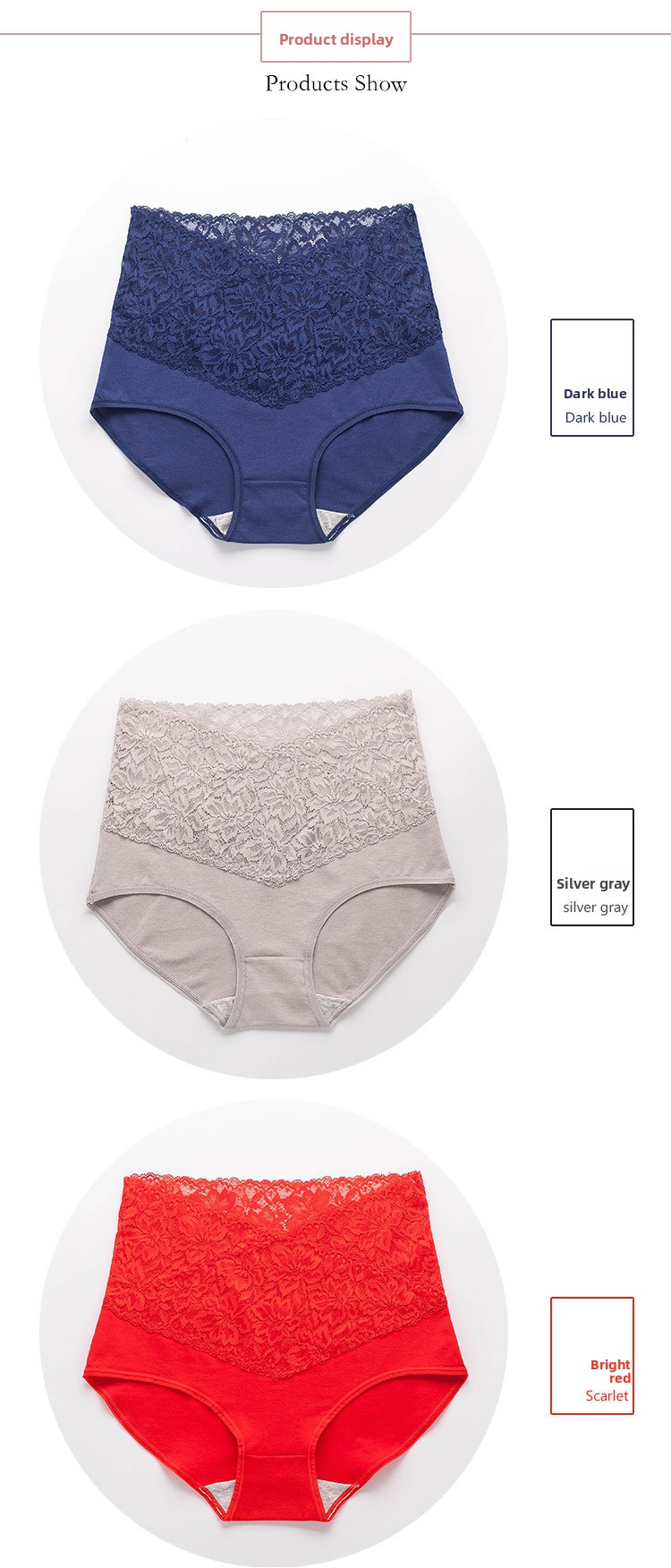 Private Label High Waisted Tummy Control Panties Floral Lace Cotton Lingerie Breathable Briefs for Postpartum Recovery