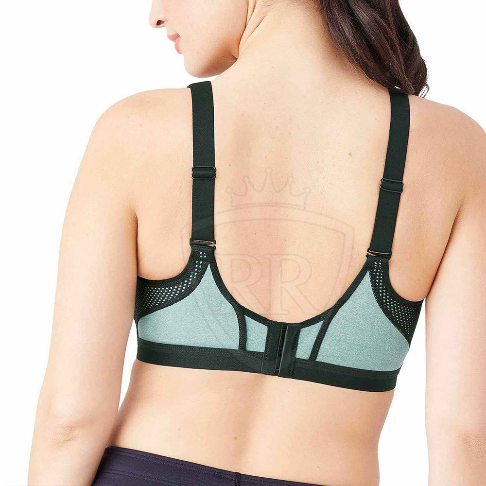 Women's High Support Breathable Simple Design Sports Bra with Front Logo for Yoga and Gym Workouts