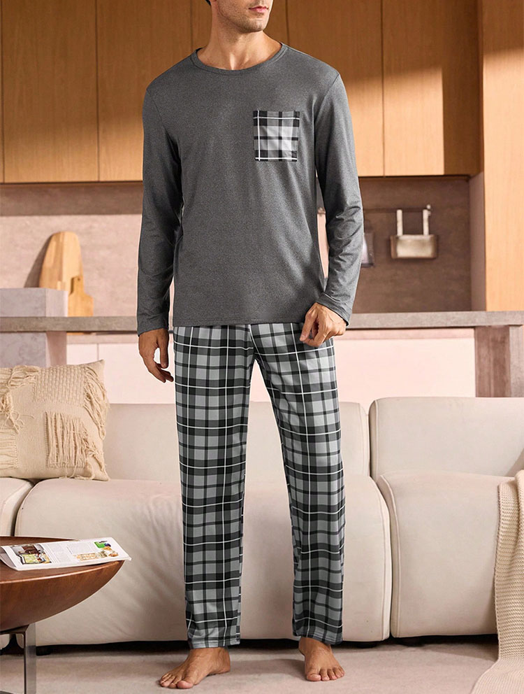 Men's Plus Size Sleepwear Sets Breathable Long Men's Pajamas