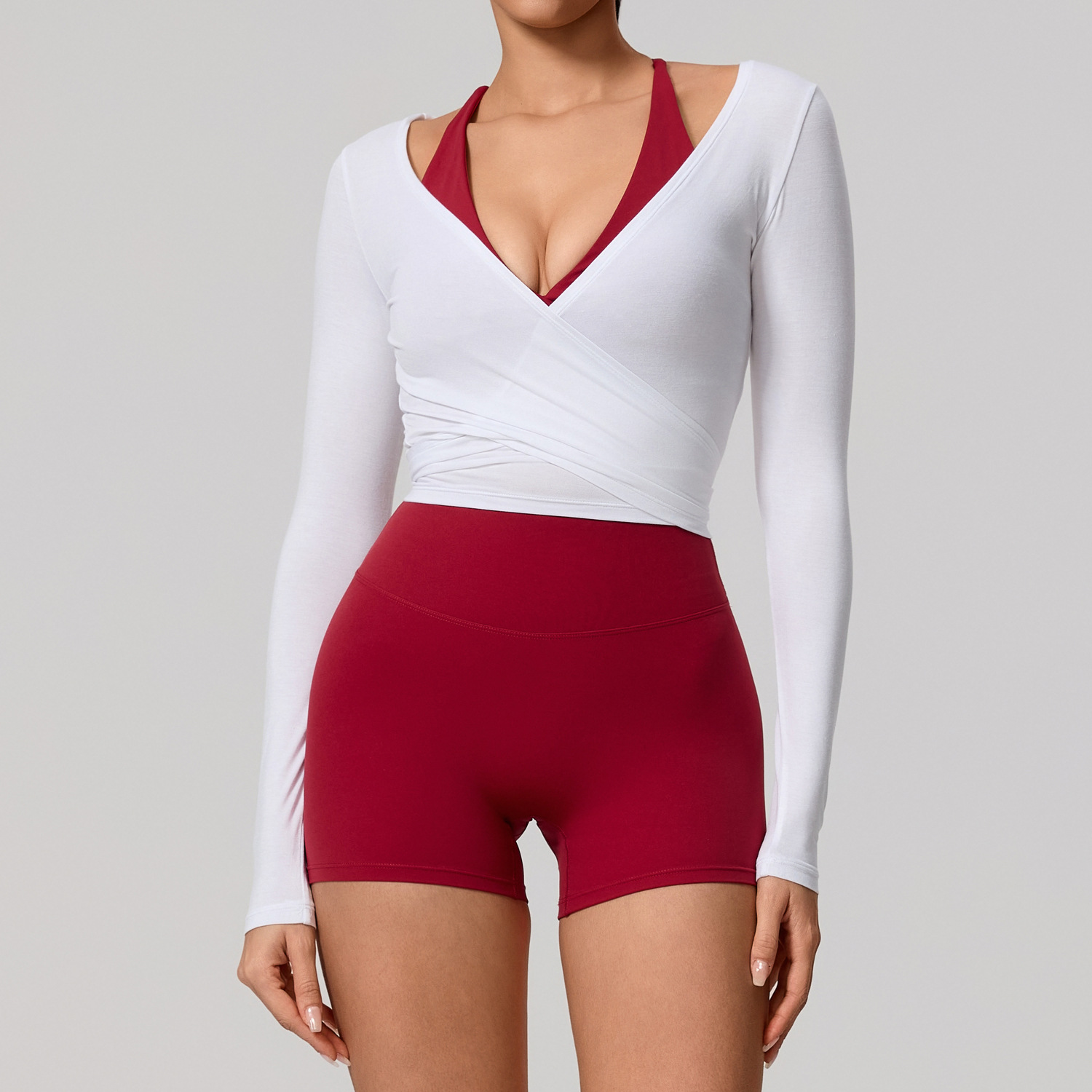 Womens Clothing Leisurewear Gym Fitness Slim Fit Yoga Tops Long Sleeve Buttery Waist Wrap For Women Pilates Clothes Sportswear