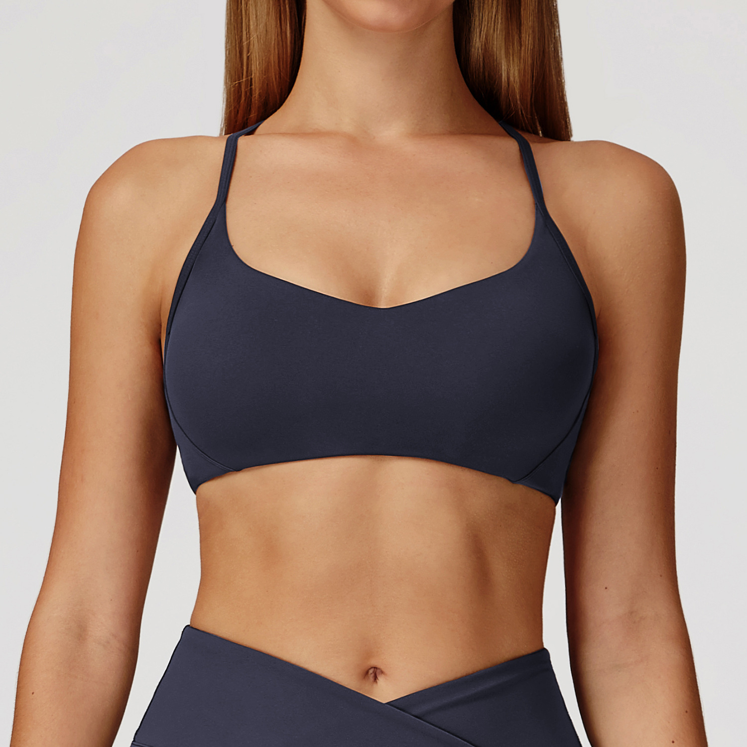 Y Shaped Back Heart Shape Sports Bra With Removable Pad Custom Fitness Clothing Medium Support Workout