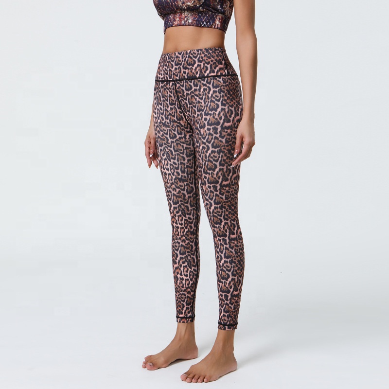 High Quality Women's Gym Workout Leggings Latest Leopard Pattern Digital Printing Sublimation Breathable Fitness Yoga Waist