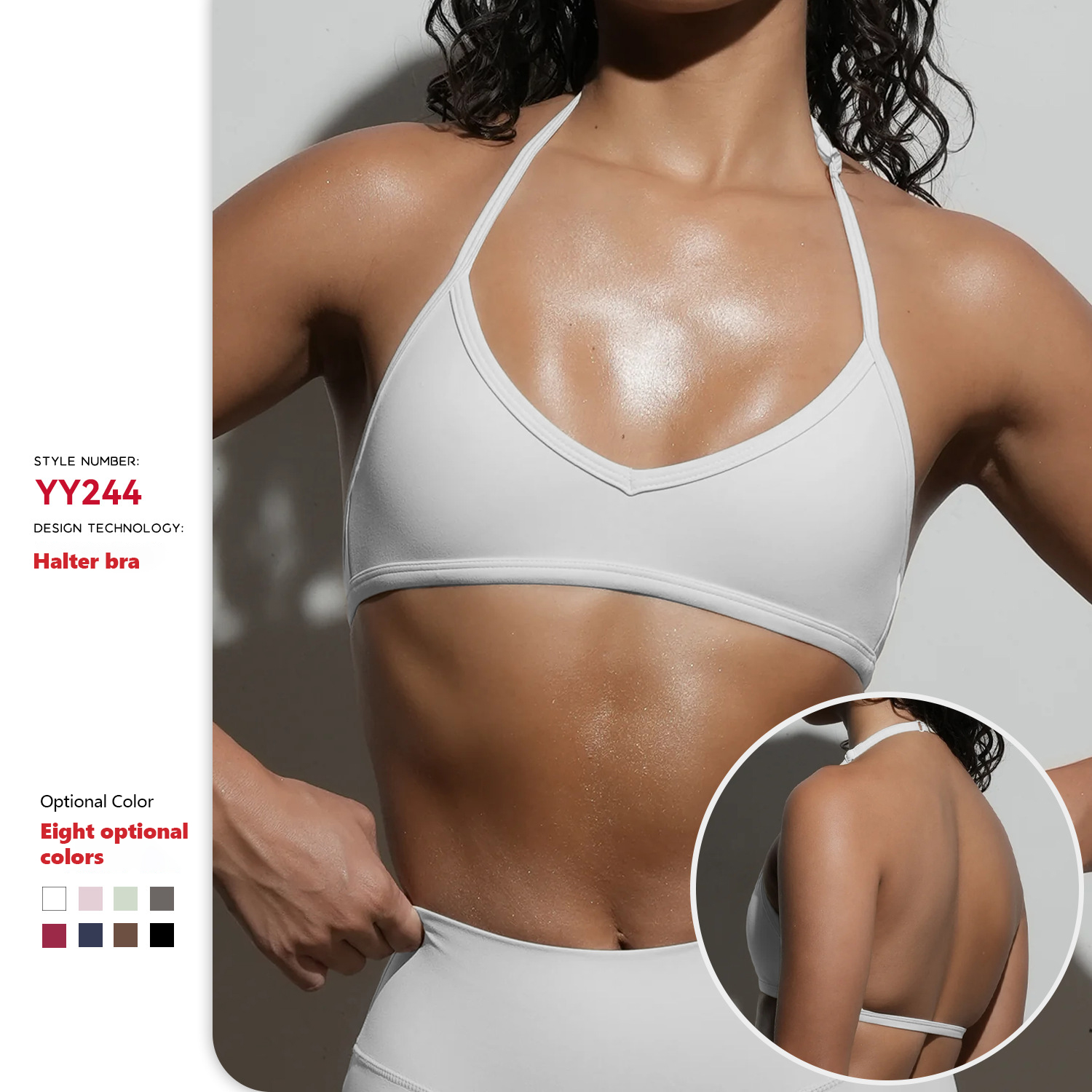 XW-YY244-1 New Style Halter Padded Sports Bra Women's High Quality Breathable Yoga Fitness Sportswear
