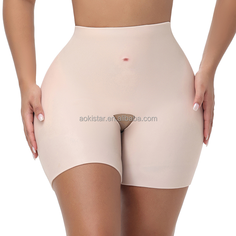 Wholesale Open-Crotch 0.8cm Silicone Seamless Breathable Sexy Pants Padded Buttocks Hip-Enhancing Tummy Control Shapewear