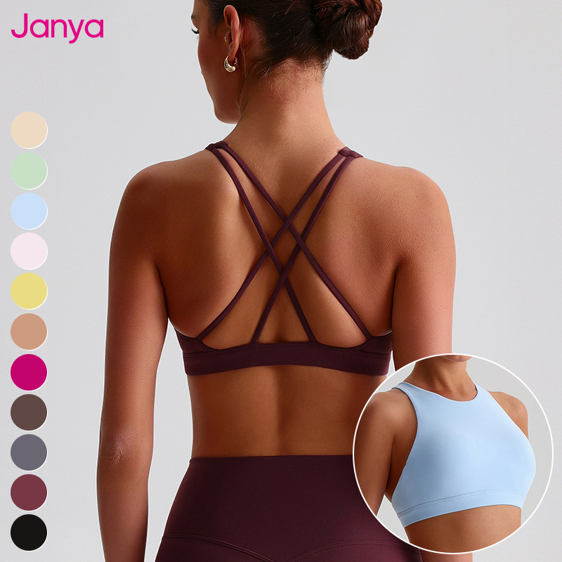 Custom Workout Gym Sports Bra Top Comfortable Sexy High Support Fitness Cross Back Sports Bra With Pads Inserts Sports Bra Cups