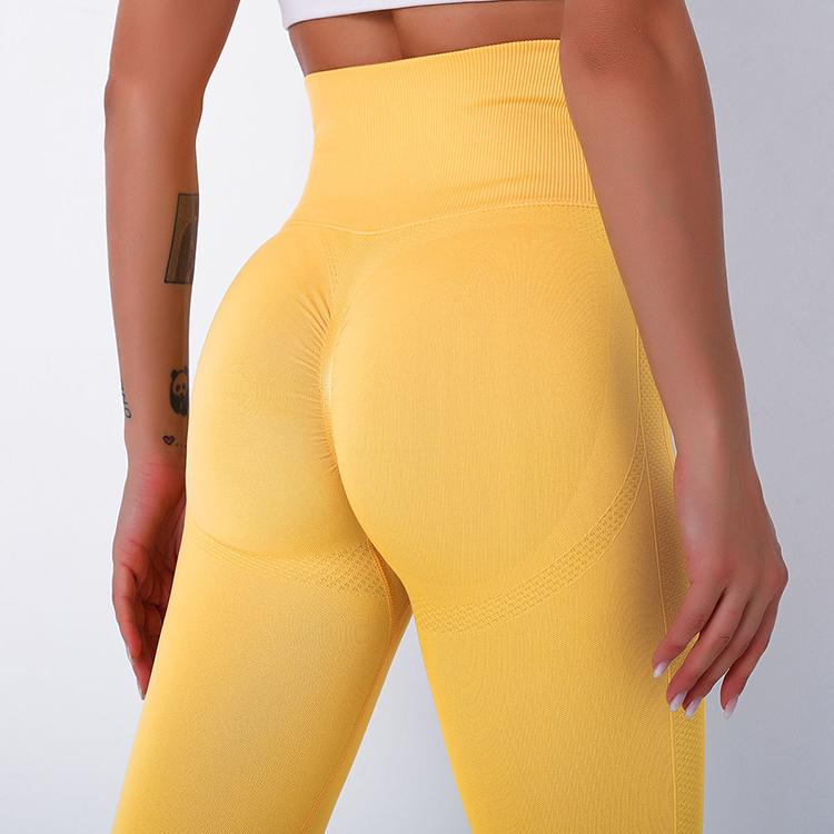 Wholesale Fashionable High Waist Breathable Seamless Fitness Gym Wear Solid Color Leggings Yoga Pants for Women