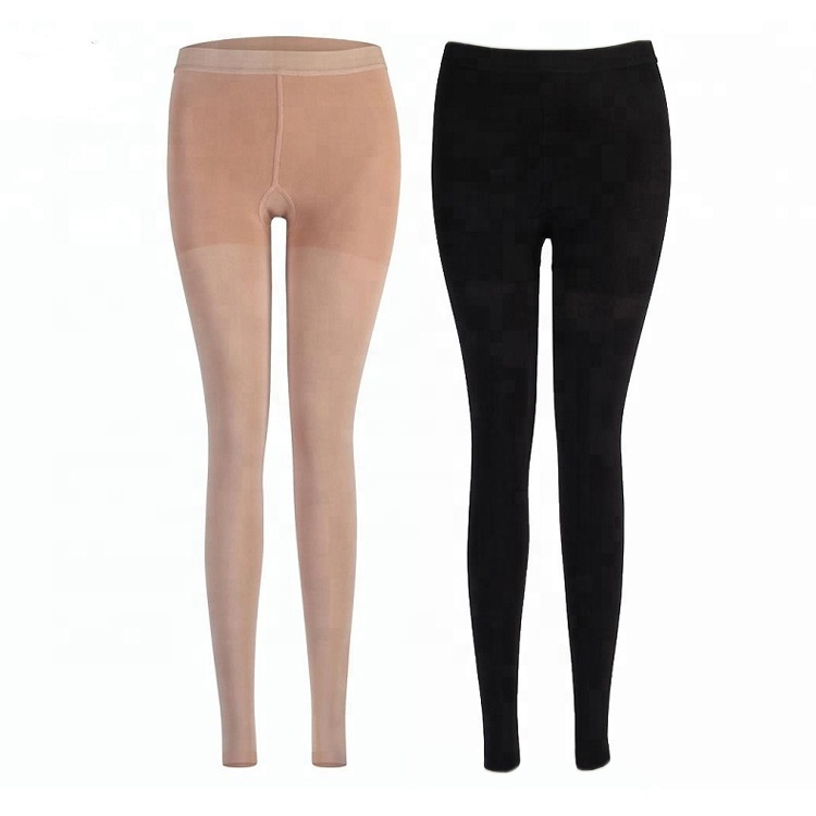 Class II 23-32mmhg Nude Black Solid Slim Control Footless Leggins Pants High Waist Nylon Compression Leggings for Women