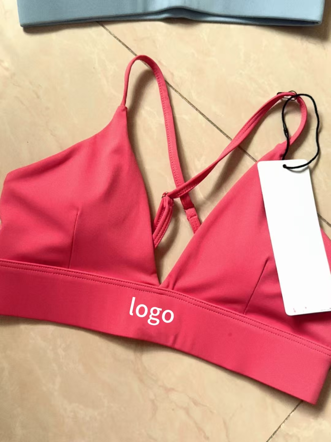 Adjustable Kendall Jenner-Style V-Neck Sports Bra for Women Comfortable Spaghetti Straps Triangle Bra Breast Pads Sexy Yoga