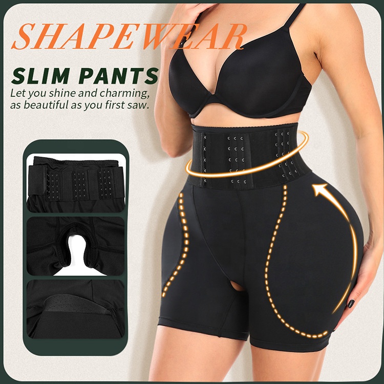 2026 New Arrival Hot High Waist Butt Lifter Shapewear Shorts with Removable Pads &amp; Open Crotch Design Hip Enhancer Shorts