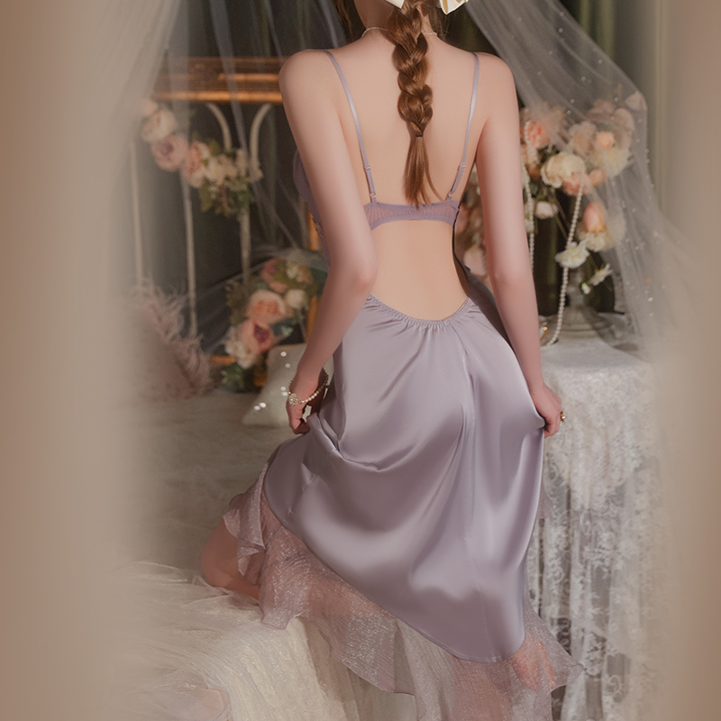 New Summer Pajamas Women Satin Night Dress and Kimono Robe Luxury Sleepwear Home Clothes 3372