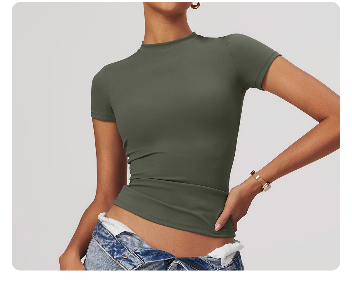 Dropshipping Agent Shopify Yoga Apparel Customized Training Gym Clothes Running Tops Women's Sports Gym Basic T-shirt for Women