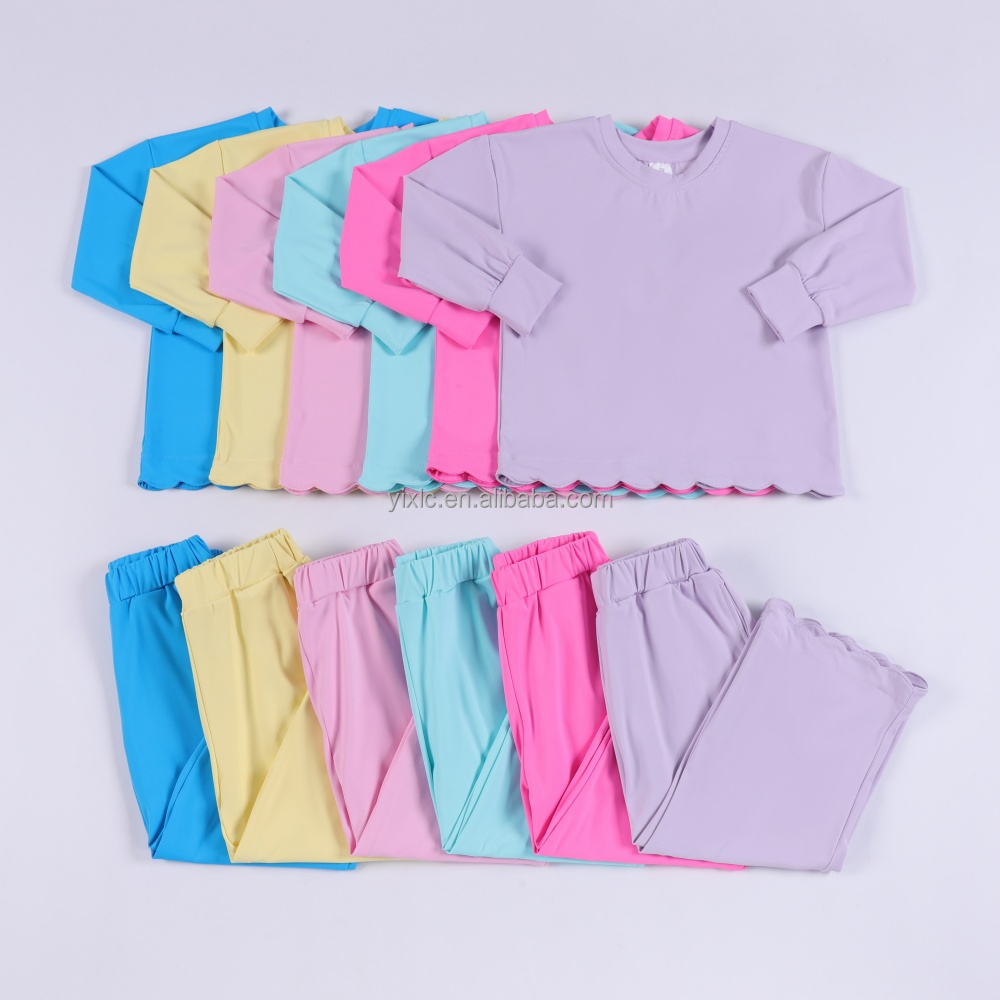 Girls Athletic Loungewear Set | Breathable Long Sleeve Outfit with Wave Edge Design for Seasonal Wear