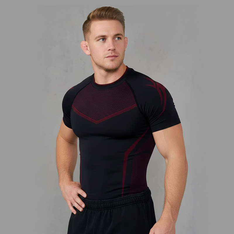 Compression Quick-Drying Oem Custom Print Fitness Shark 95% Polyester 5% Spandex Men's Gym Wear Short Sleeves Tshirt