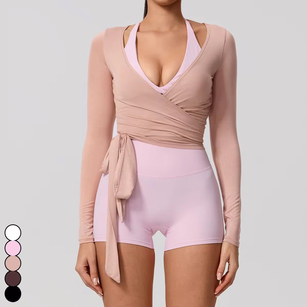 Womens Clothing Leisurewear Gym Fitness Slim Fit Yoga Tops Long Sleeve Buttery Waist Wrap For Women Pilates Clothes Sportswear