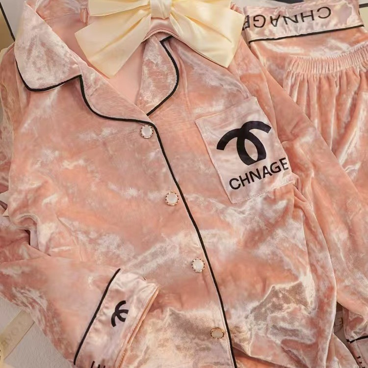 ODM Women's Pajamas, New Style, Long-sleeved, Golden Velvet, High-end, Autumn and Winter Home Wear Set