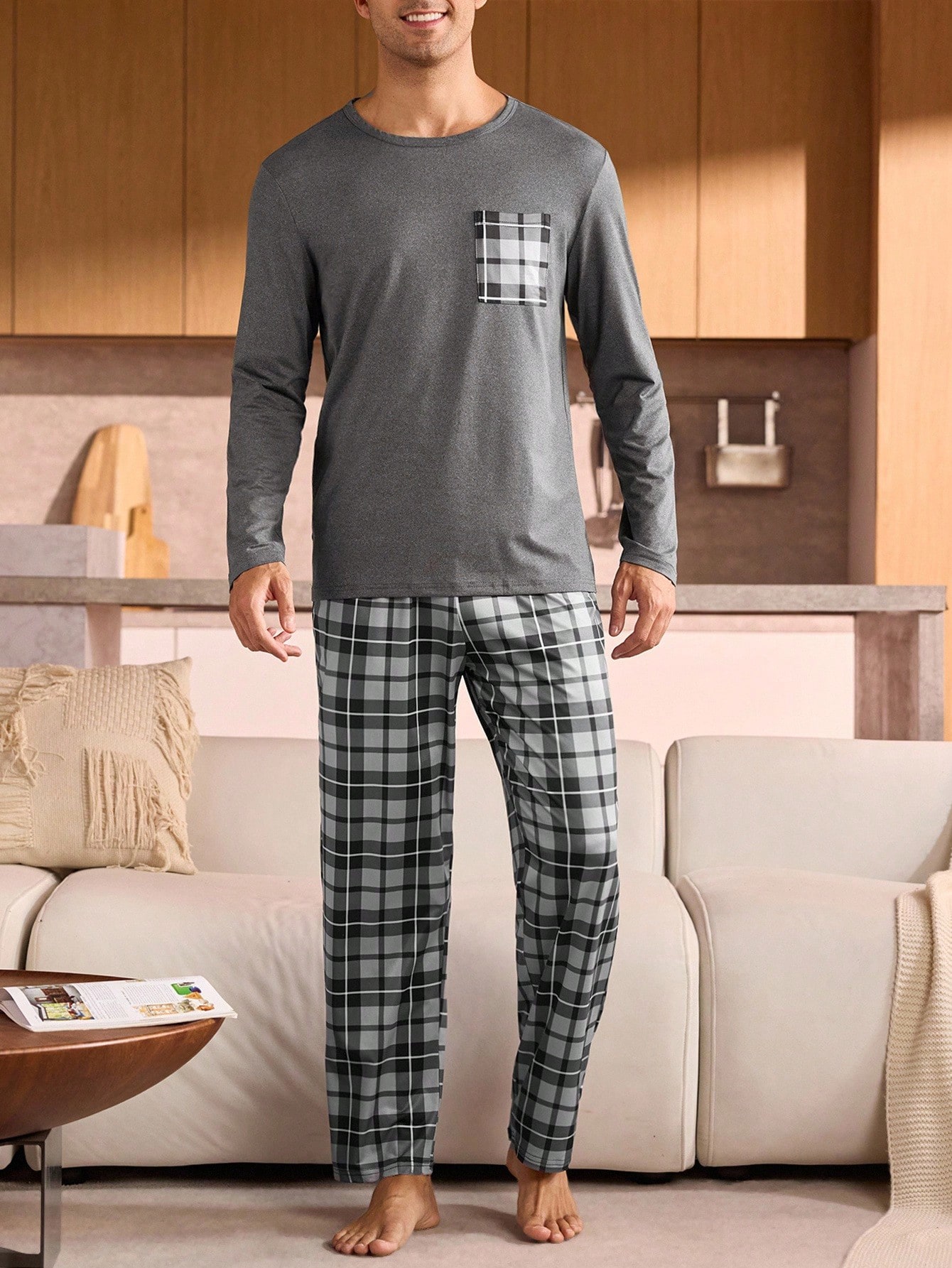 Men's Plus Size Sleepwear Sets Breathable Long Men's Pajamas