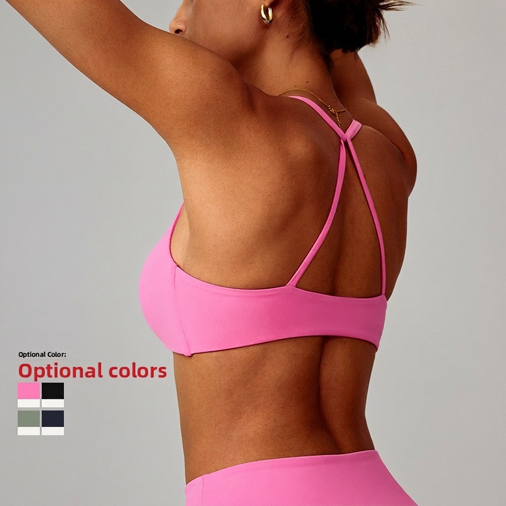 Naked Yoga Suit Women's Active High Support Quick-drying Spandex/Nylon Solid Sports Bra Outdoor Running Beauty Back Fitness
