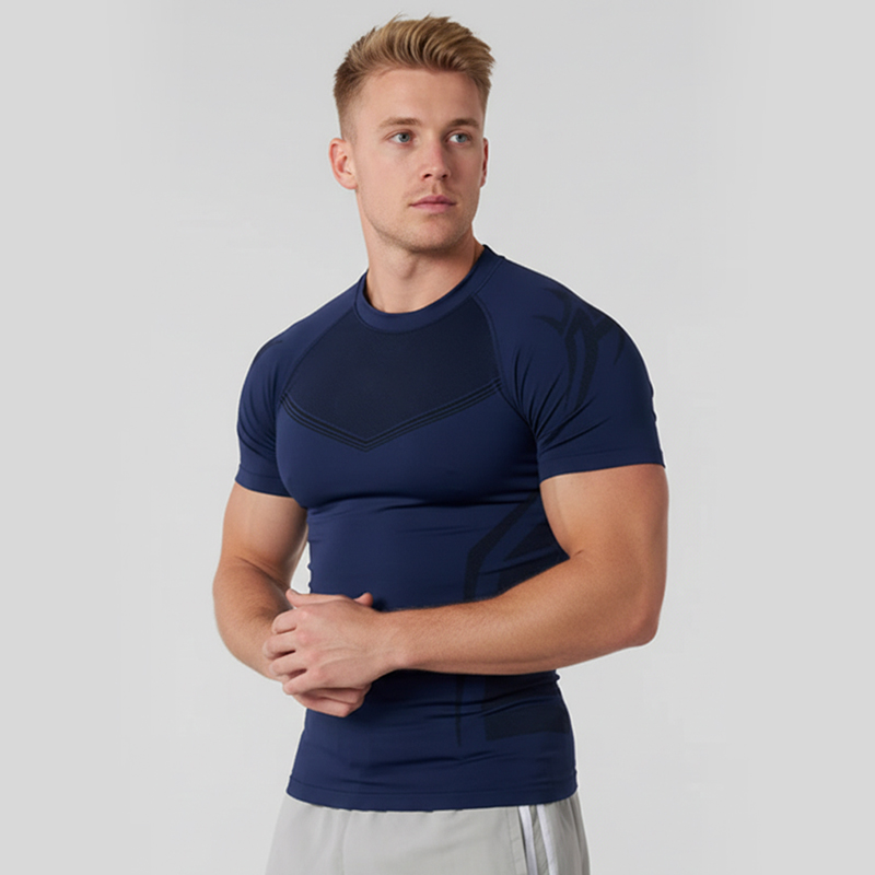 Compression Quick-Drying Oem Custom Print Fitness Shark 95% Polyester 5% Spandex Men's Gym Wear Short Sleeves Tshirt