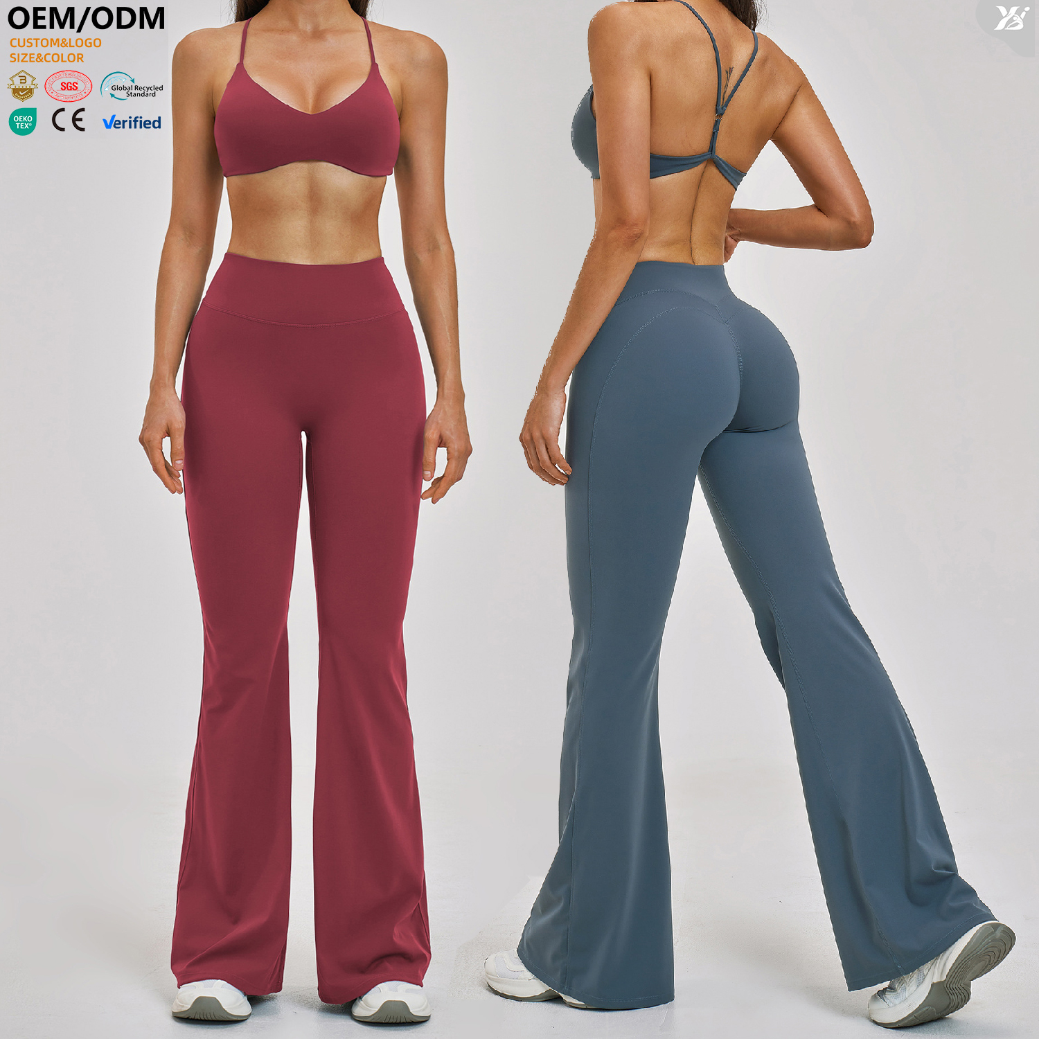 XW-TZ2546-7 Low MOQ Breathable 2 Piece Activewear High Supportive Sports Bras Plus Size Flared Yoga Pants Gym Wear Women Sets