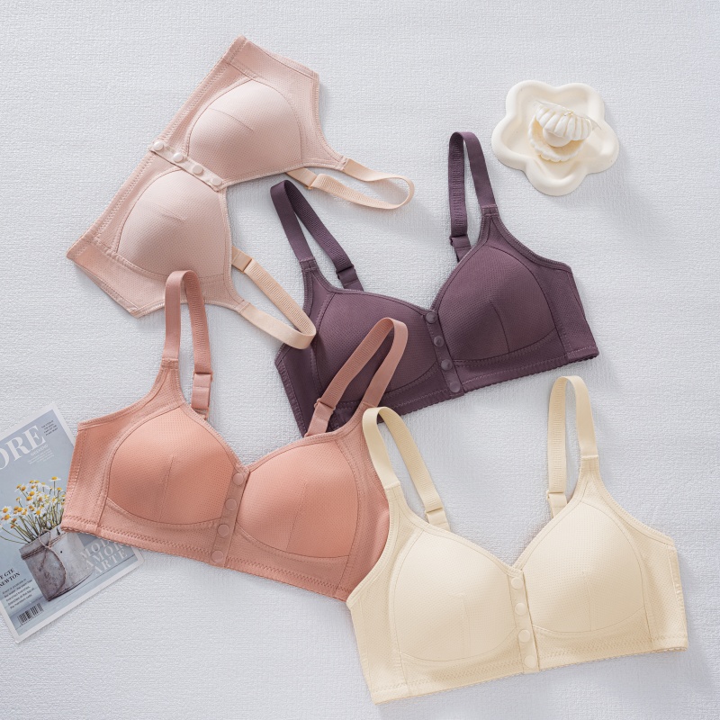 36-46 Small Code Adjustable Wide-Strap Front-Close Bra Seamless Breathable Mesh Comfort Underwear for Women