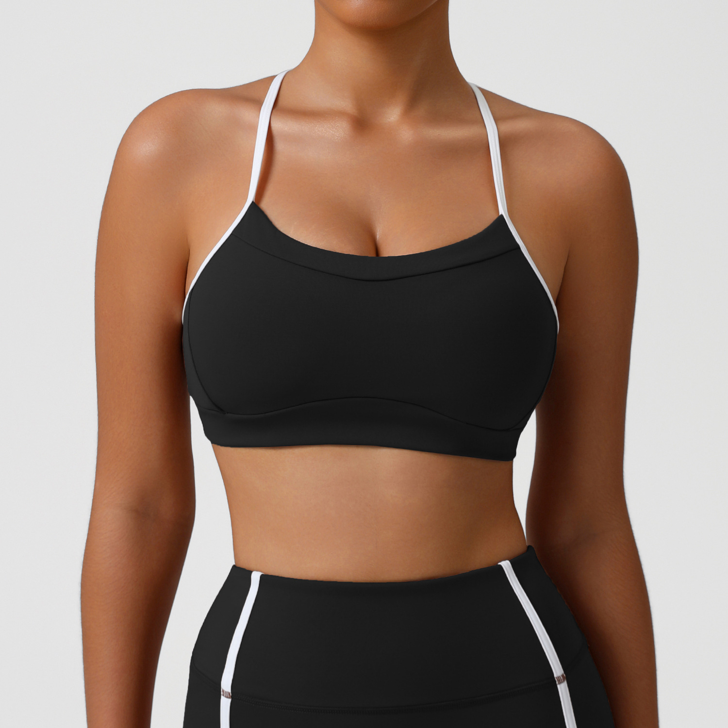 Nude-Sensitive Quick-Drying Sports Bra with Detachable Shock-Absorbing Padded Back for Yoga Fitness