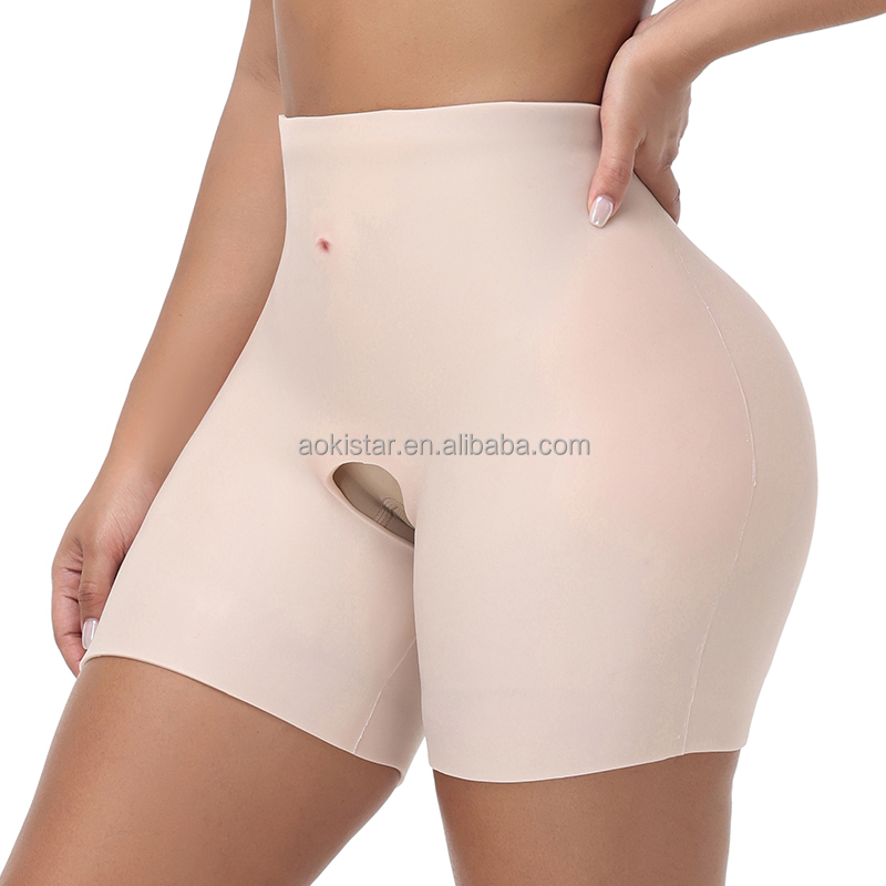 Wholesale Open-Crotch 0.8cm Silicone Seamless Breathable Sexy Pants Padded Buttocks Hip-Enhancing Tummy Control Shapewear