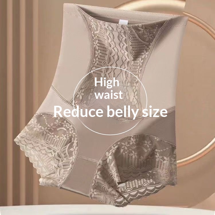 Cross-Border Ice Silk High-Waist Anti-Bacterial Mesh Tummy-Control Butt-Lifting Panties Women's Postpartum Tummy-Hugging Firm