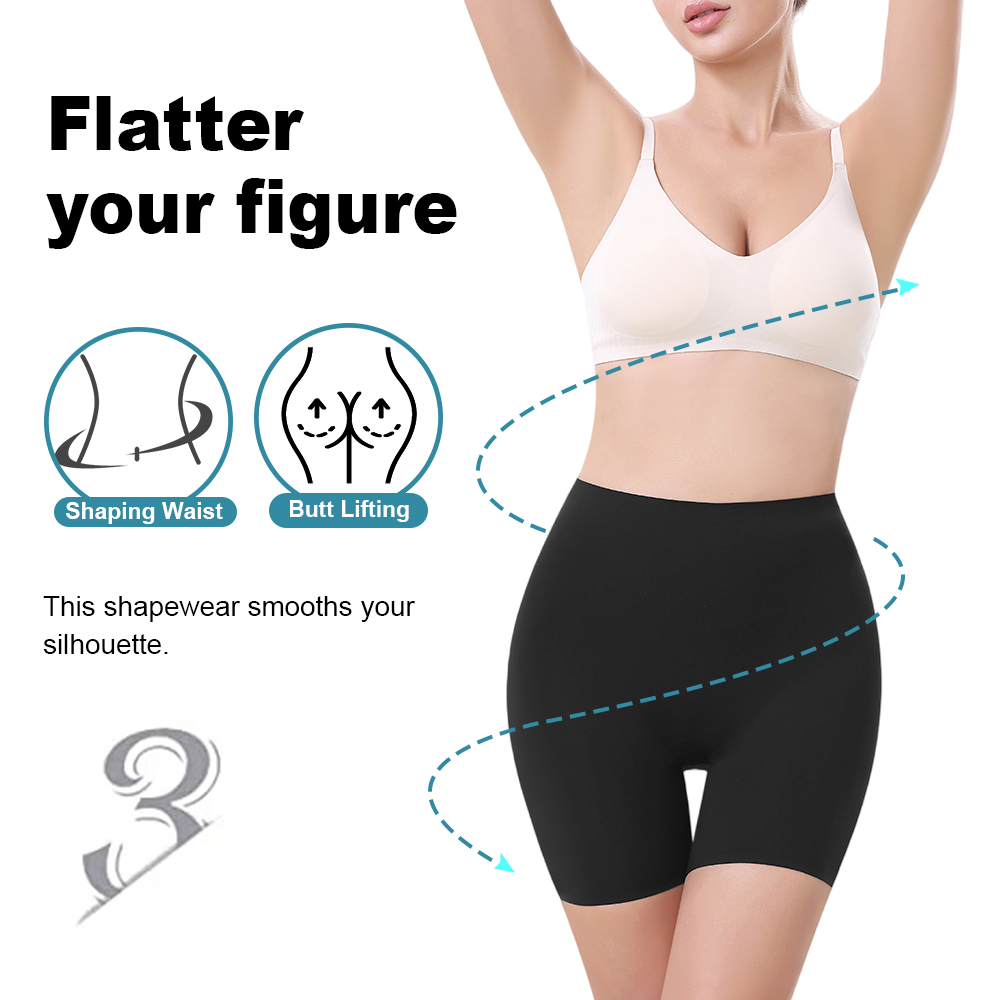 3362 Women's Firm Control Breathable Nylon Micro Invisible Shapewear Mid Waist Double Layer Butt Lifter Shaping Shorts