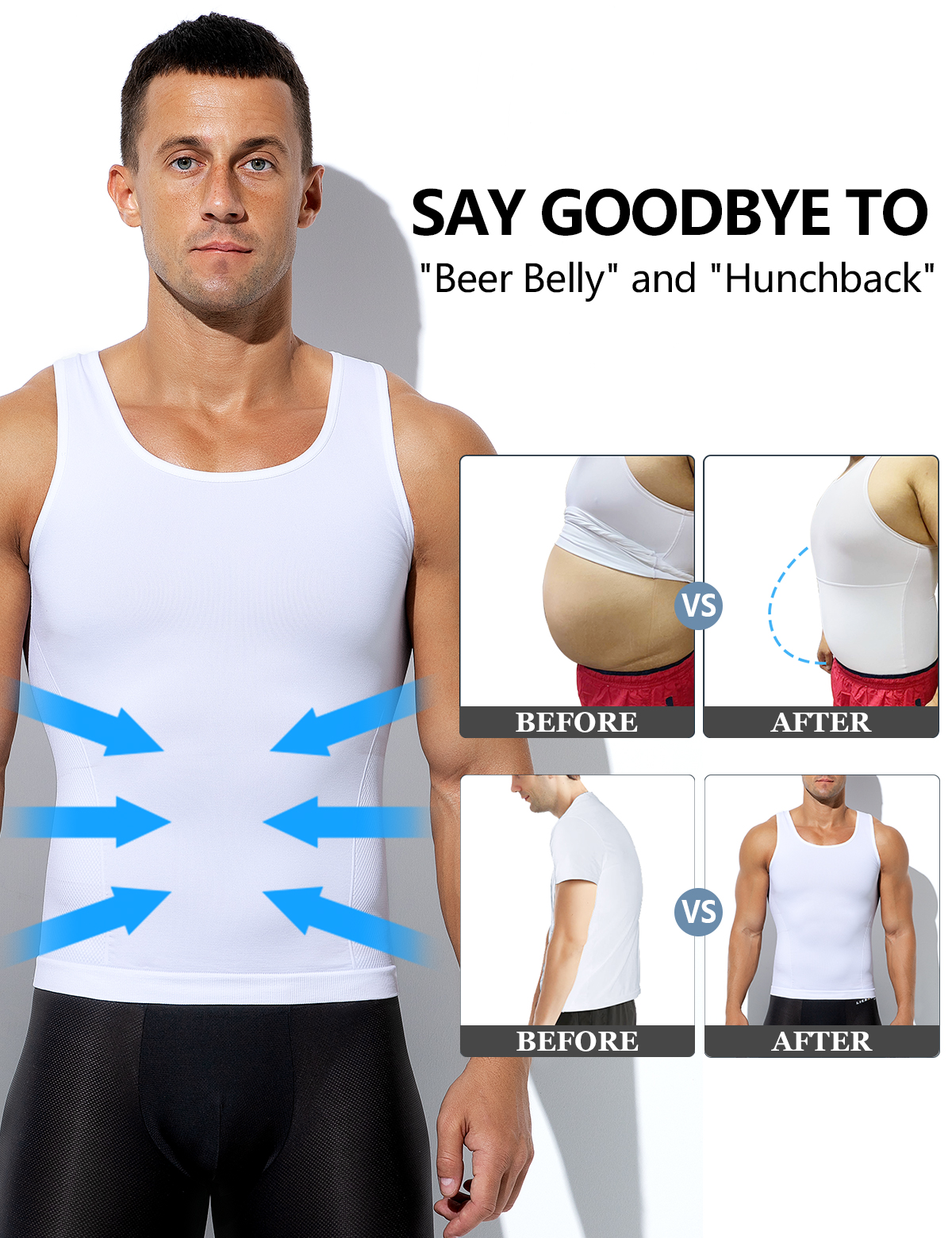 Wholesale Compression Shapewear Bodysuit Men's Tank Top Tummy Control Shapewear Slimming Body Shaper for Man