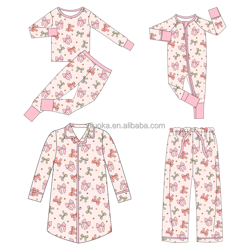 Custom Print Women's Bamboo Clothes Set 95%Bamboo 5%Spandex Long Sleeve Two Pieces Lounge Wear for Adults Joggers Bamboo Clothes