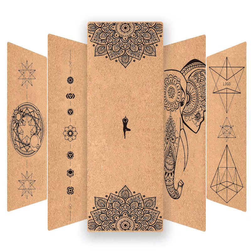 LEECORK Hight Quality Natural Cork Yoga Mat Eco Friendly Custom Logo Cork Rubber Yoga Matt 6mm Thick Yoga Mat TPE