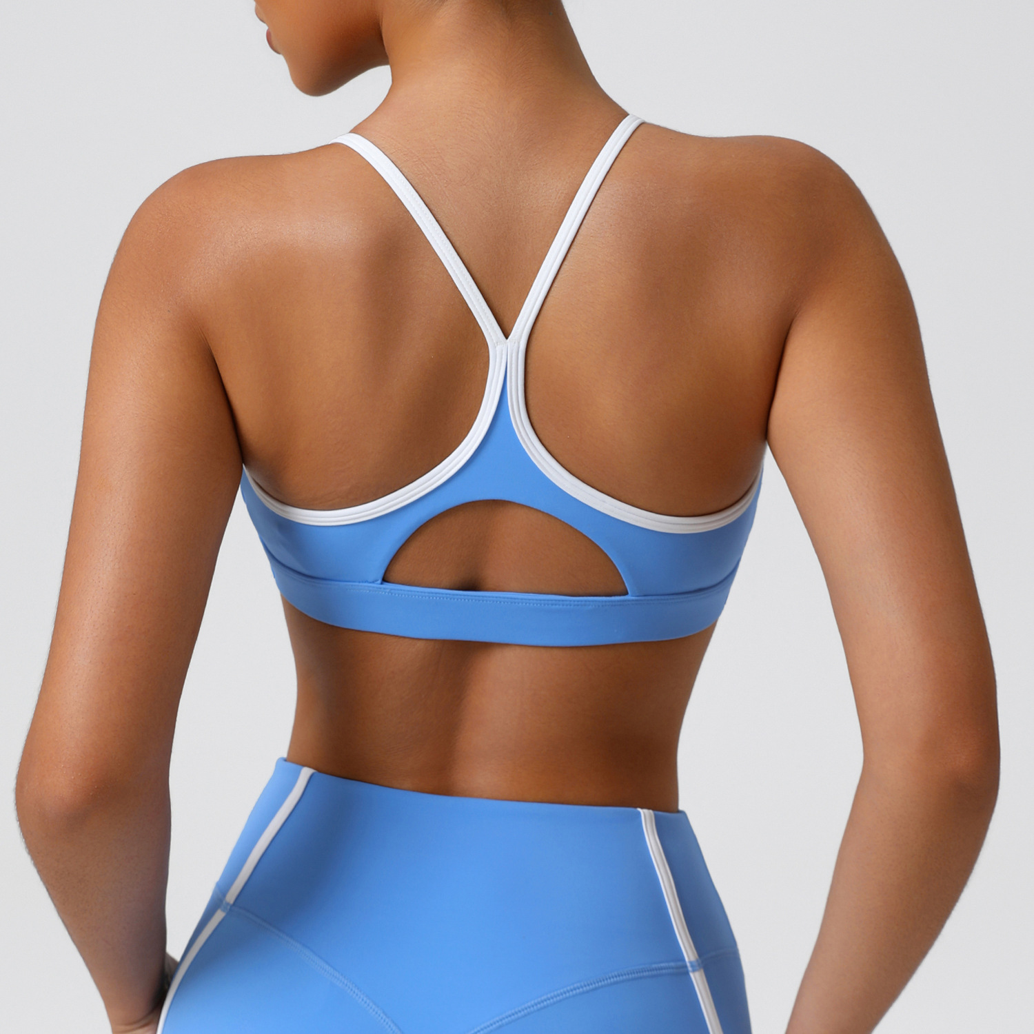 Nude-Sensitive Quick-Drying Sports Bra with Detachable Shock-Absorbing Padded Back for Yoga Fitness