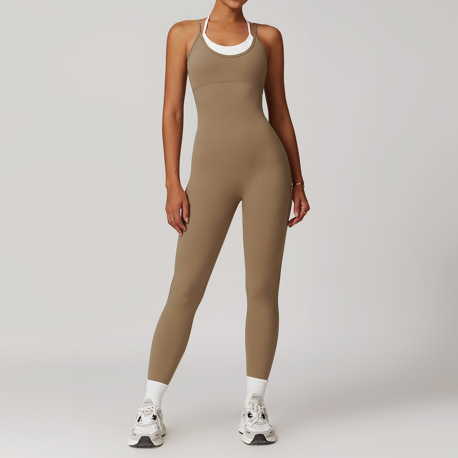 Women's One Piece Jumpsuit Patchwork Tummy Control Bodysuit with Sleeveless Yoga Design Breathable and Lightweight Rompers