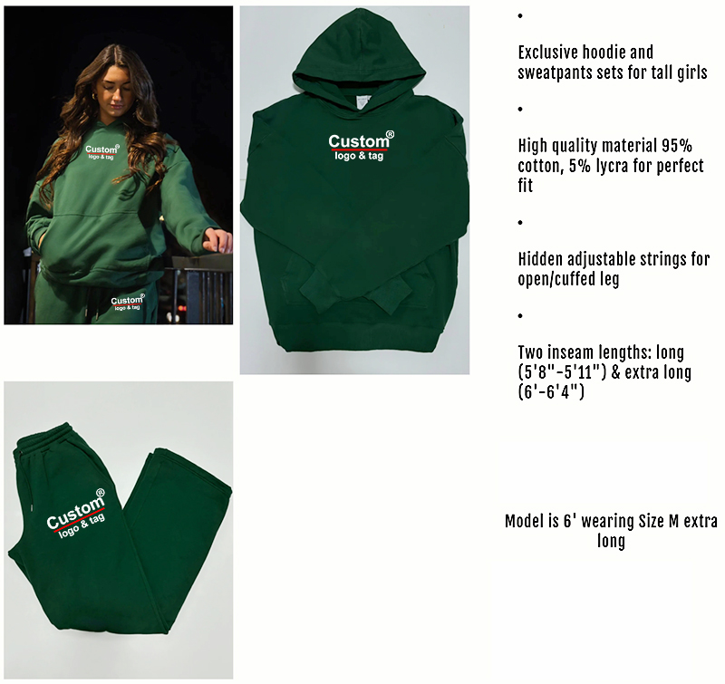 Customized Women Two Piece Outfits Pullover Hoodies & Jogger Sweatsuit Loose Wide Leg Lounge Wear With Pocket & Embroidery Logo