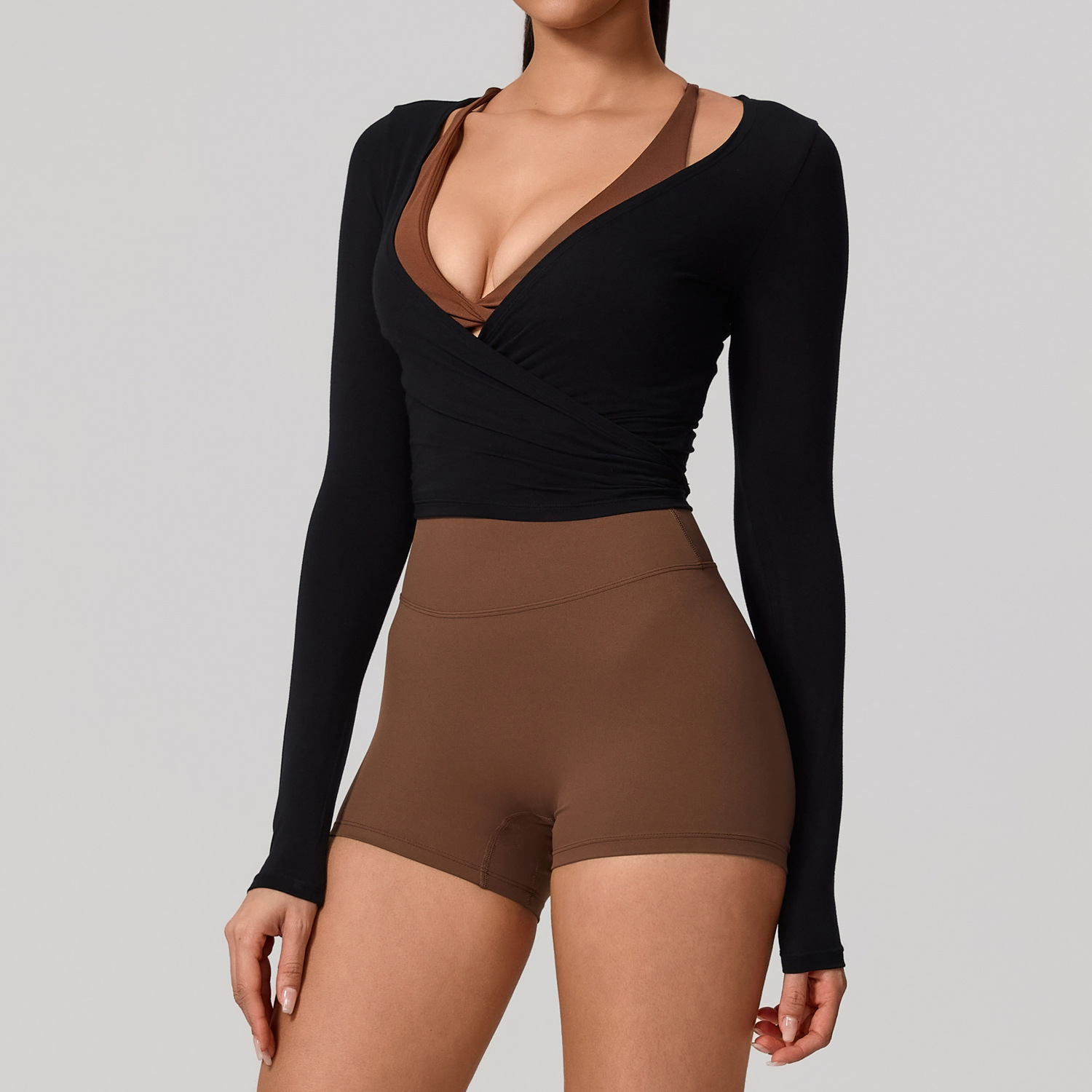 Womens Clothing Leisurewear Gym Fitness Slim Fit Yoga Tops Long Sleeve Buttery Waist Wrap For Women Pilates Clothes Sportswear