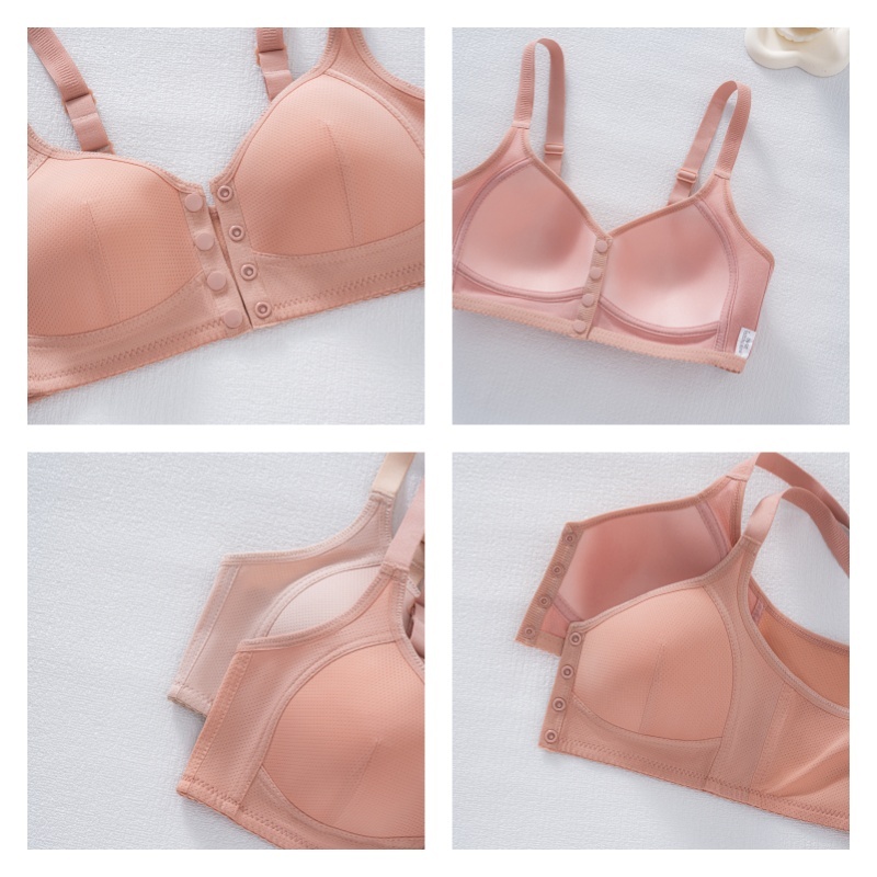 36-46 Small Code Adjustable Wide-Strap Front-Close Bra Seamless Breathable Mesh Comfort Underwear for Women