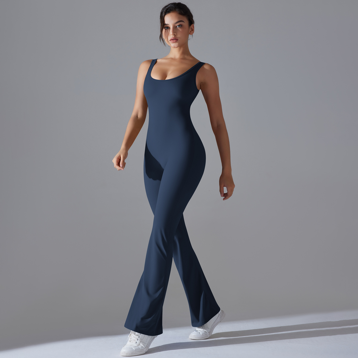Women Sexy Bodysuit Beauty Back Waist Peach Hip Wide Leg Bell-bottoms Skin Friendly Yoga Jumpsuits