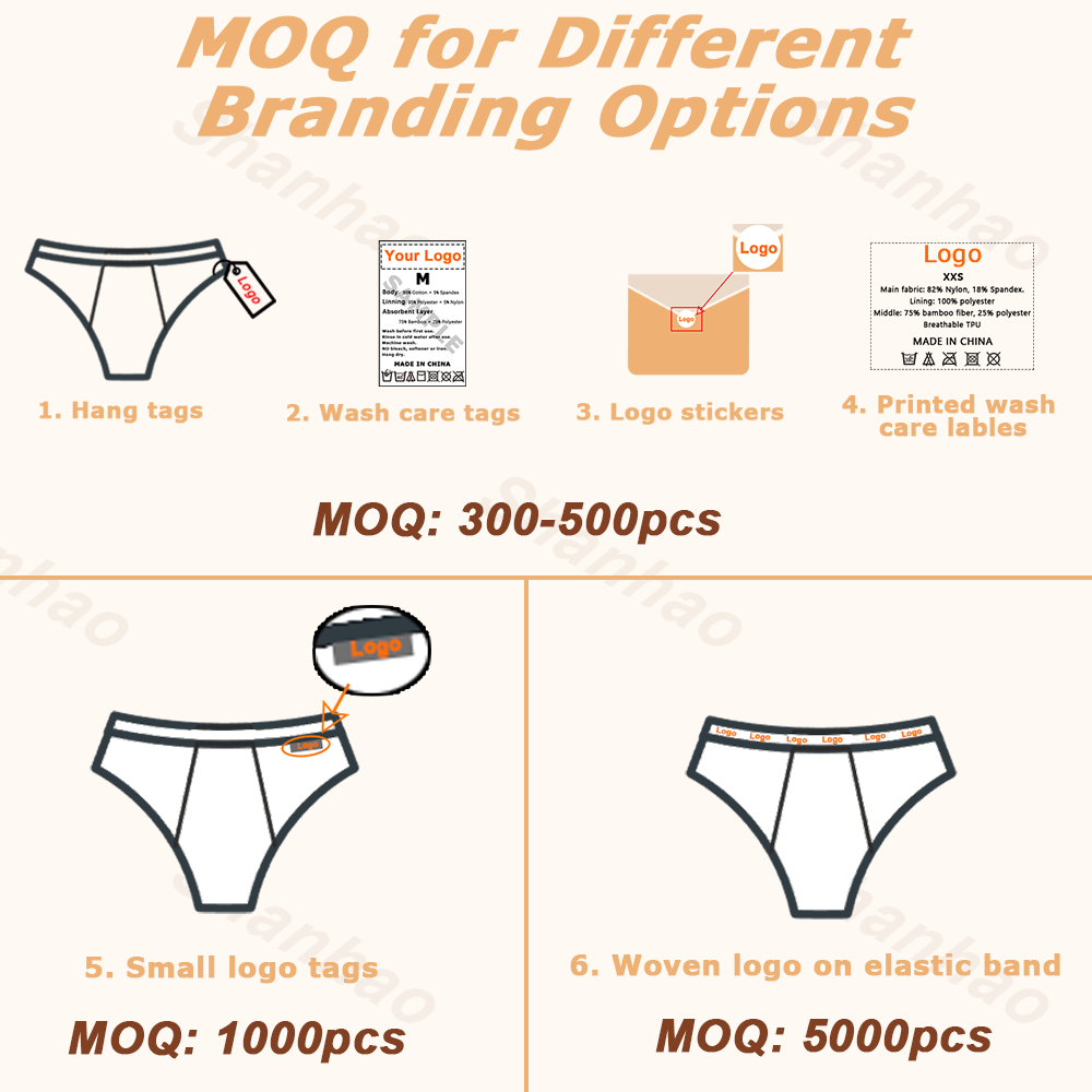 Shanhao OEM Print Leakproof Underwear 200ML Absorbency Menstrual Panties Seamless Culottes Menstruelles PFAS-free Period Panties