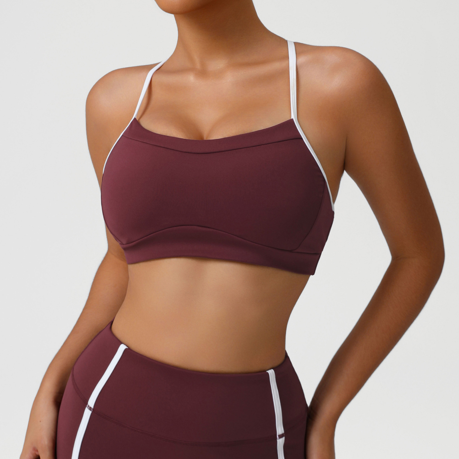 Nude-Sensitive Quick-Drying Sports Bra with Detachable Shock-Absorbing Padded Back for Yoga Fitness