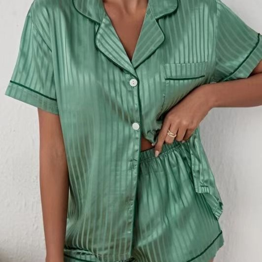2023 New Arrival Woman Satin Sleepwear Sets Women's Home Wear Pyjamas 2 Pieces Sleepwear Night Wear for Lady