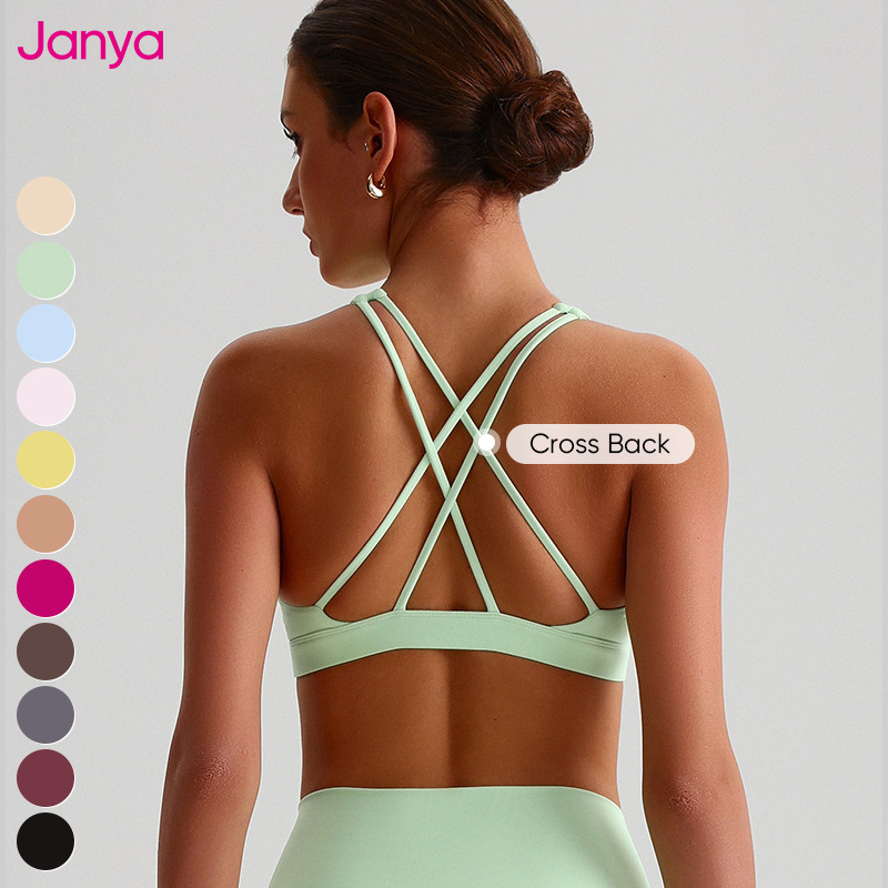 Custom Workout Gym Sports Bra Top Comfortable Sexy High Support Fitness Cross Back Sports Bra With Pads Inserts Sports Bra Cups