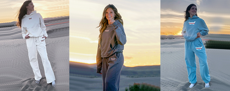 Customized Women Two Piece Outfits Pullover Hoodies & Jogger Sweatsuit Loose Wide Leg Lounge Wear With Pocket & Embroidery Logo